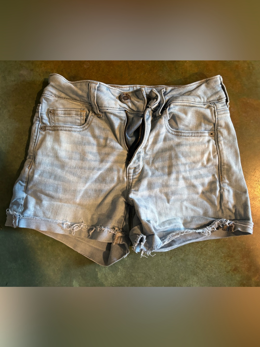 Light Wash Distressed Denim Cutoff Shorts
